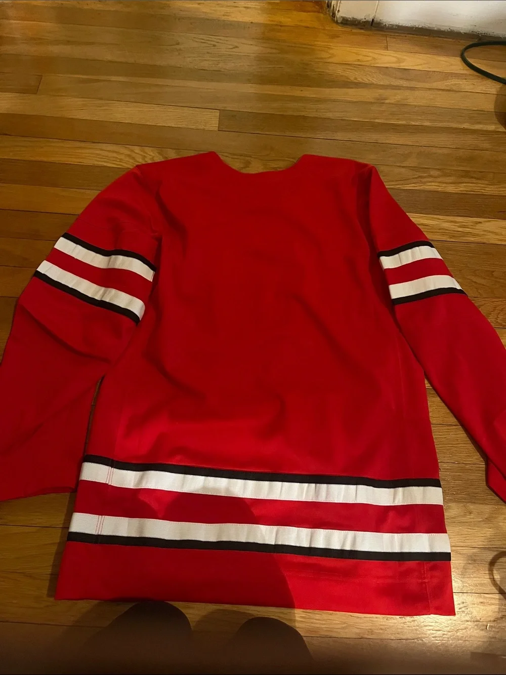 Nike Red Buckeyes Hockey Jersey with White and Black Stripes